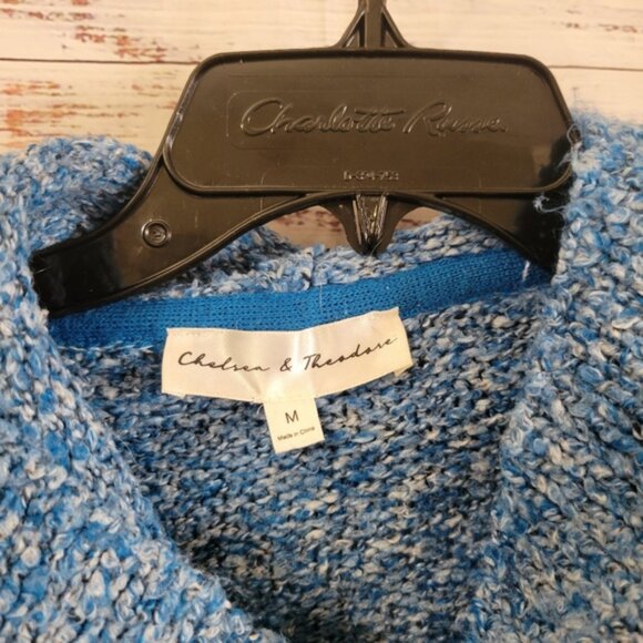 Chelsea & Theodore M Boxy Blue oversized Cowlneck Sweater - Picture 4 of 6